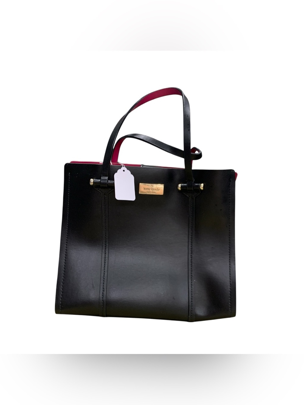 kate spade Black Leather Tote with Red Interior
